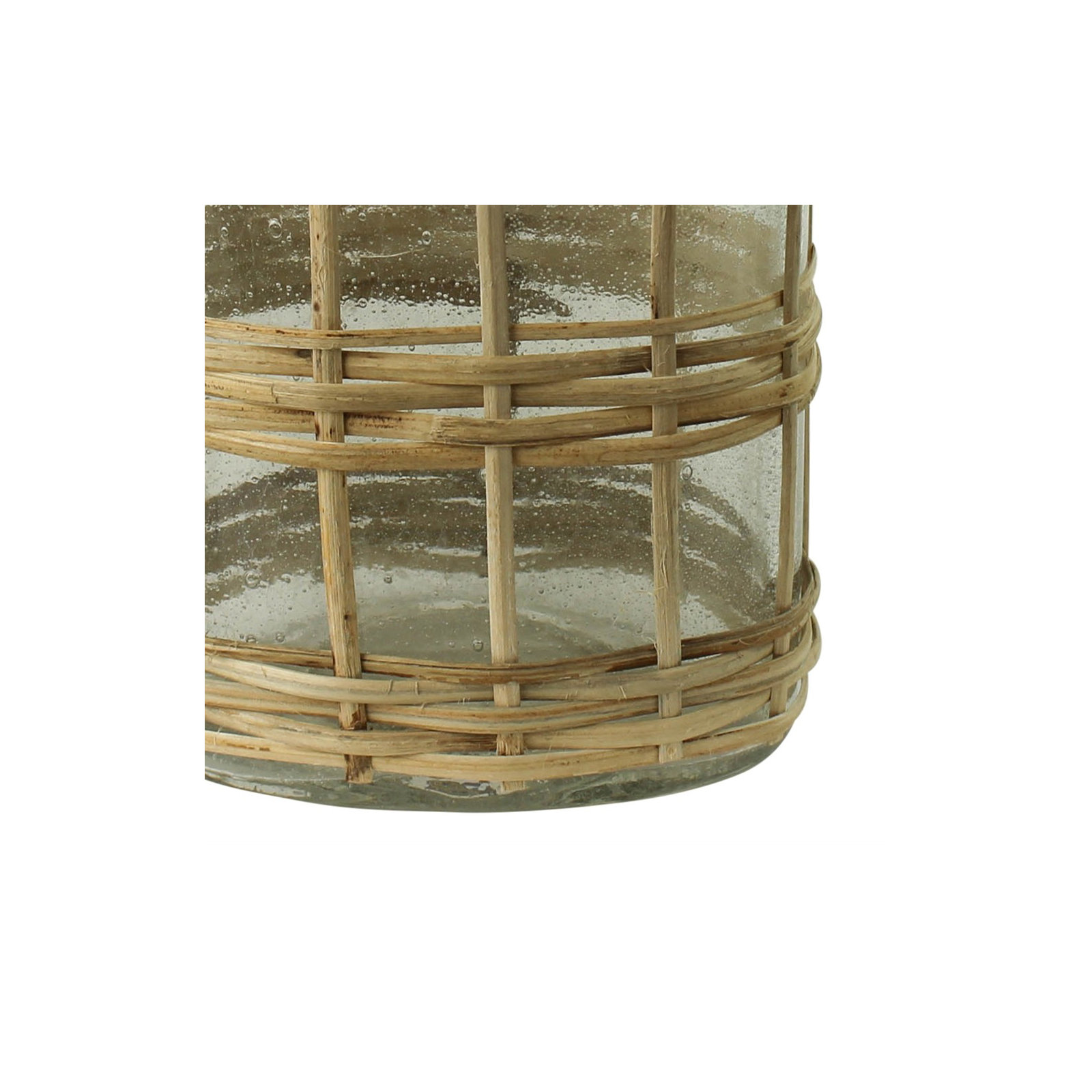 Cotter Bottle, Glass & Rattan - Medium, 8.25" H x 4.75" W x 7" D