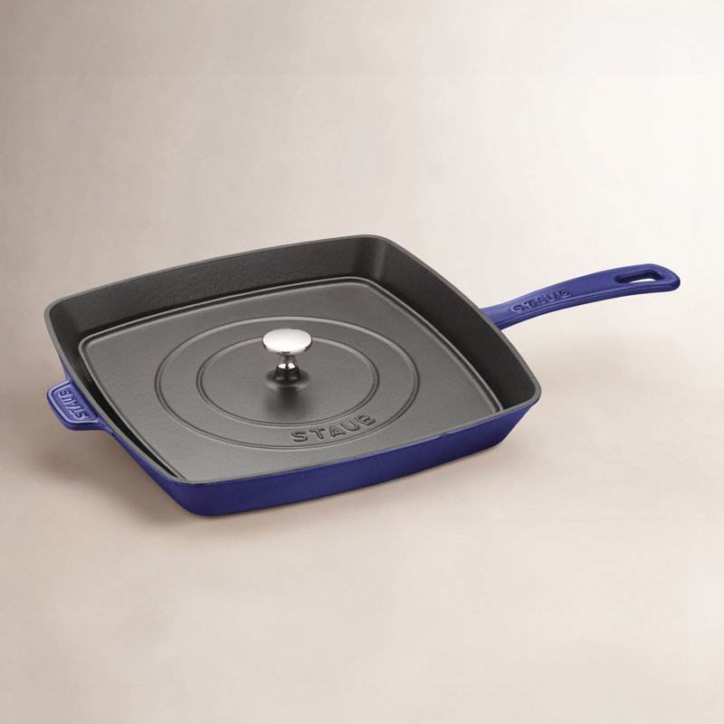 Staub Cast Iron Square Grill Pan, Dark Blue
