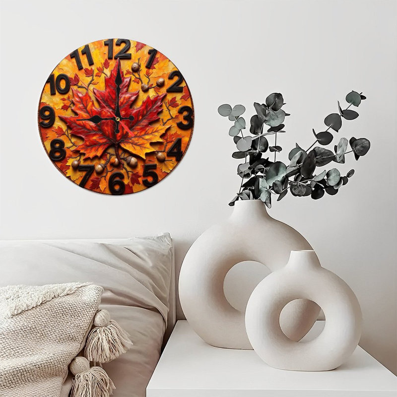 Horloge murale feuille d'automne