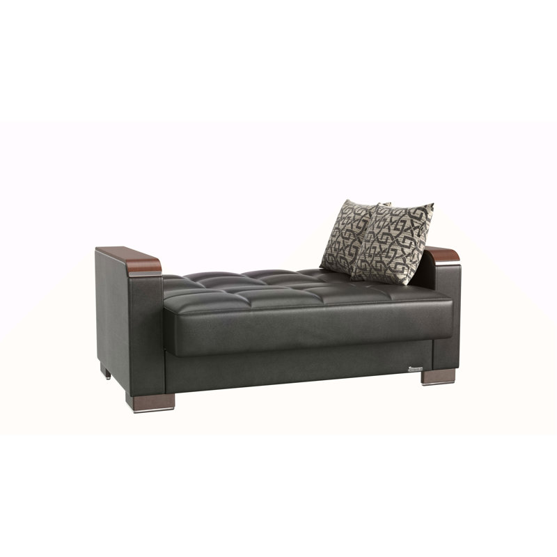 Causeuse convertible avec rangement Primenest Zenaero X, polyuréthane noir, parfaite pour les petits espaces et la multifonctionnalité