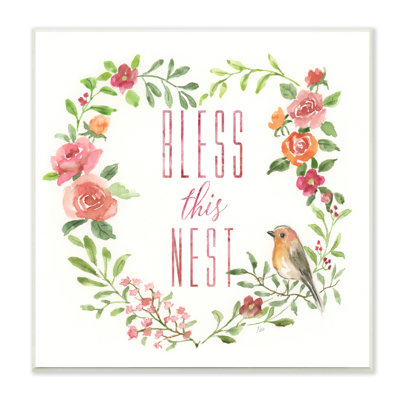 Couronne de cœur «Bless this Nest Family» par Nan - Peinture