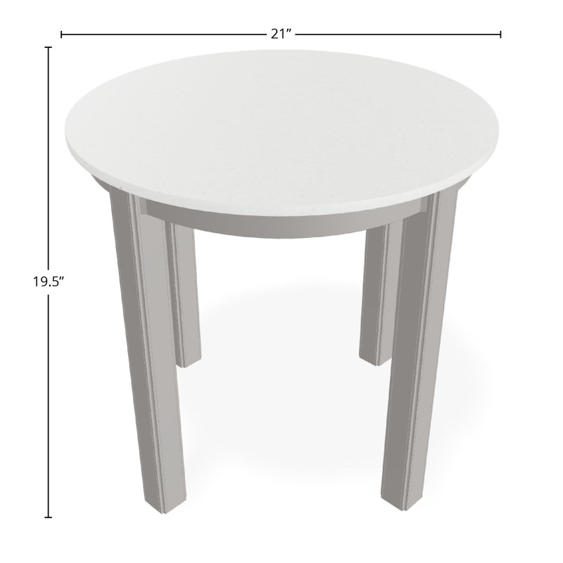 Outdoor Round Side Table, White/Warm Gray, Acrylic