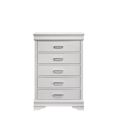 Commode moderne 5 tiroirs en bois blanc