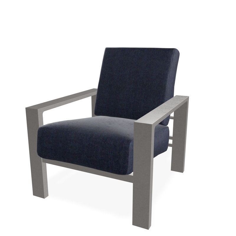 Chaise avec accoudoirs à coussin profond Larssen, Spectre indigo Sunbrella®, Gris chaleureux