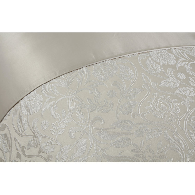 Eden Satin Floral Duvet Cover with Pillowcases Included, Cream, King