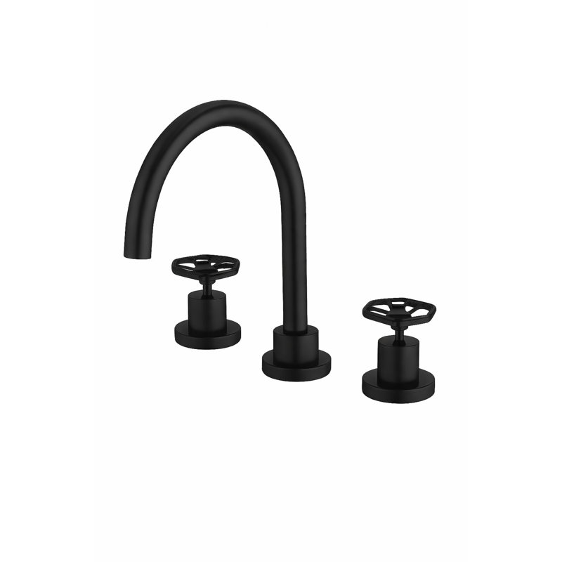 Robinet de salle de bain à 2 poignées avec drain Lucia, Noir mat