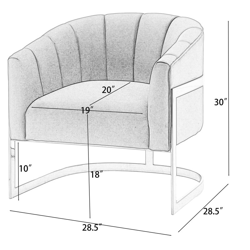 Fauteuil demi-tonneau rembourré l 30 po Romy, Velours rose