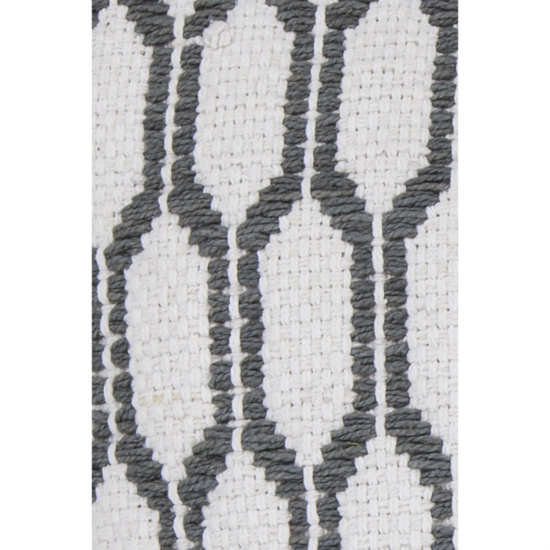 Wool Removable Cover Pillow Throw Authentic Handmade Square Polyester Fill Gray & White Non-Reversible Raised Geometric Trellis With White Cotton Backing