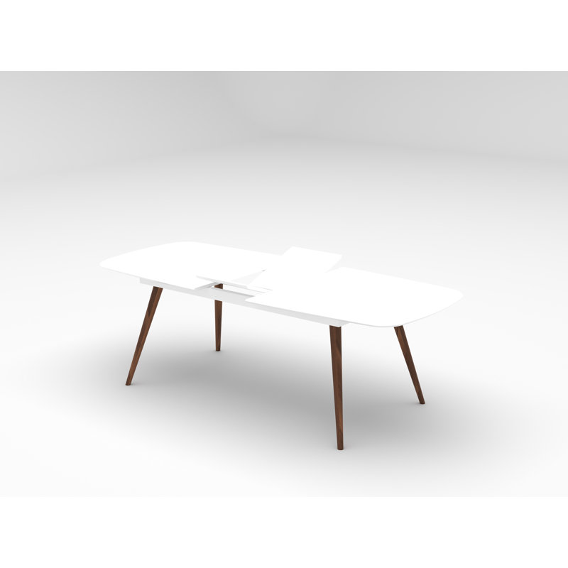 Table de salle à manger à rallonge en bois massif Star, Laque blanche