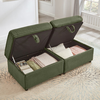 Avec repose-pieds double et rangement, méridienne douce en tissu de haute qualité, port de charge caché pour accoudoirs de table, structure pour un confort de tous les jours, table en velours côtelé à installation simple, surdimensionné