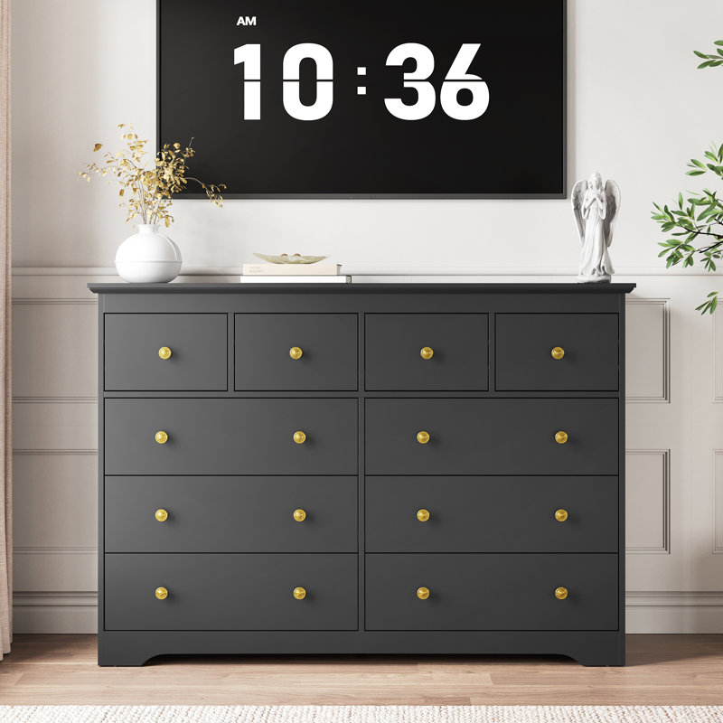 Dresser, 55" W Double Dresser For Bedroom, Noir, 10