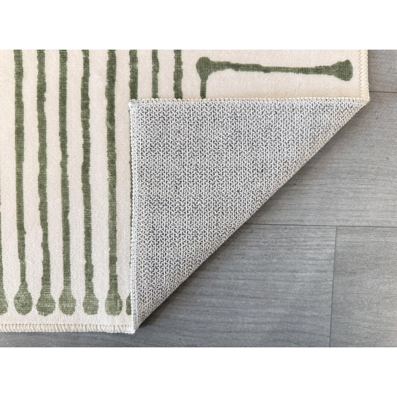 Milet - Indoor, Machine Washable Area Rug - 2'x3' Green Beige Home Carpet, Rectangle 2' x 3'