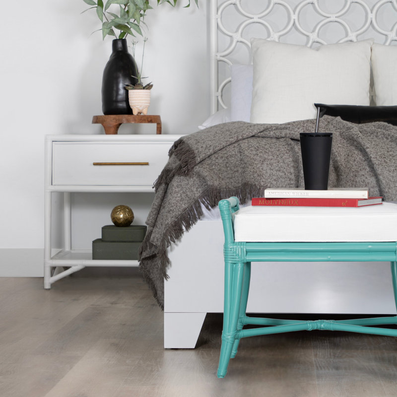 Malacca Upholstered Bench, Green Apple
