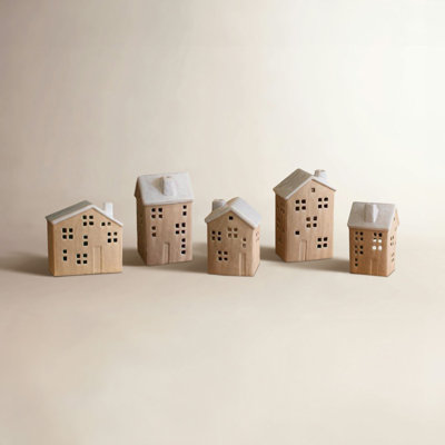 SET OF FIVE CERAMIC HOUSES