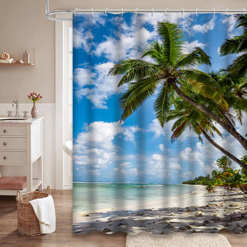 Rideau de douche avec 12 crochets Tropic Ocean, L 72 po x l 72 po