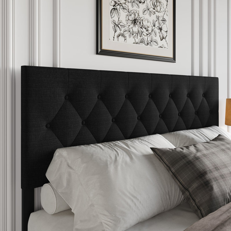Gunnison Queen Tufted Upholstered Headboard, Black, Queen