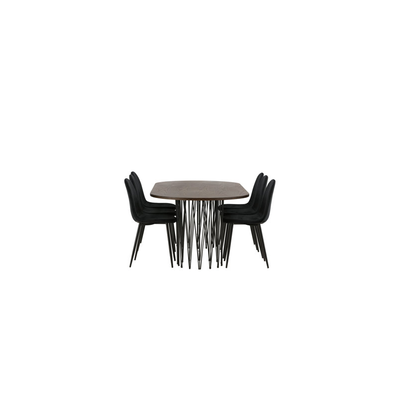 Granville 6 - Person Dining Set, Black, Black