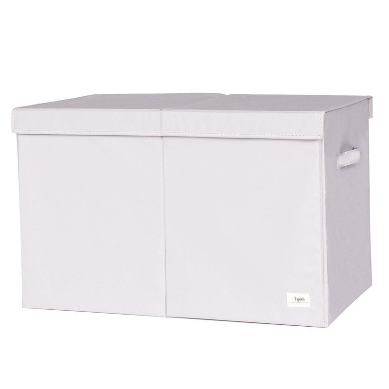 Coffre de rangement en tissu recyclé avec 3 pousses, Gris clair