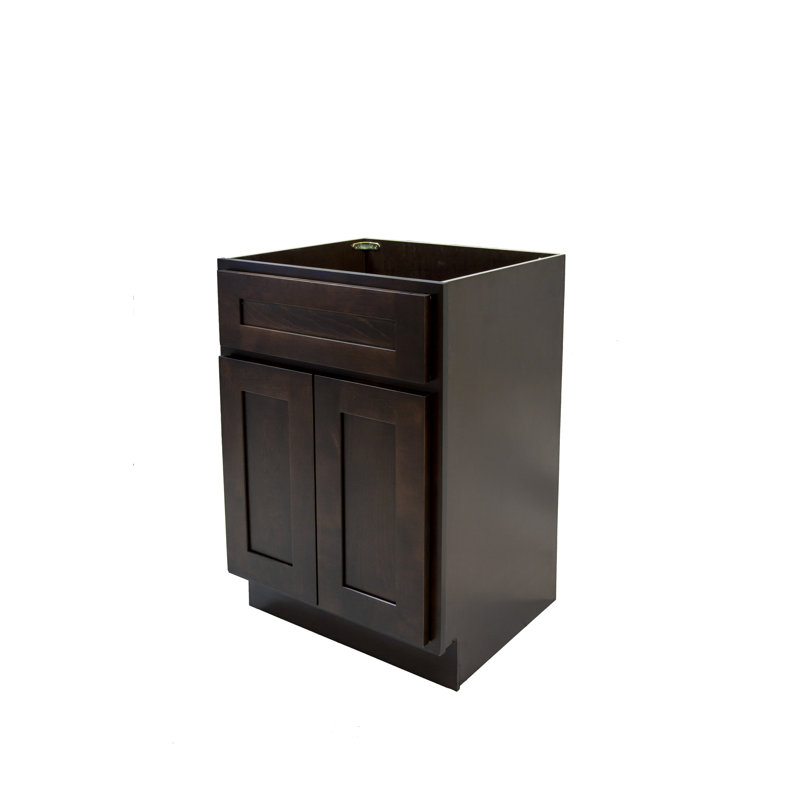 Armoire de rangement pour meuble-lavabo simple de 24 po de largeur prête à assembler, Espresso Shaker