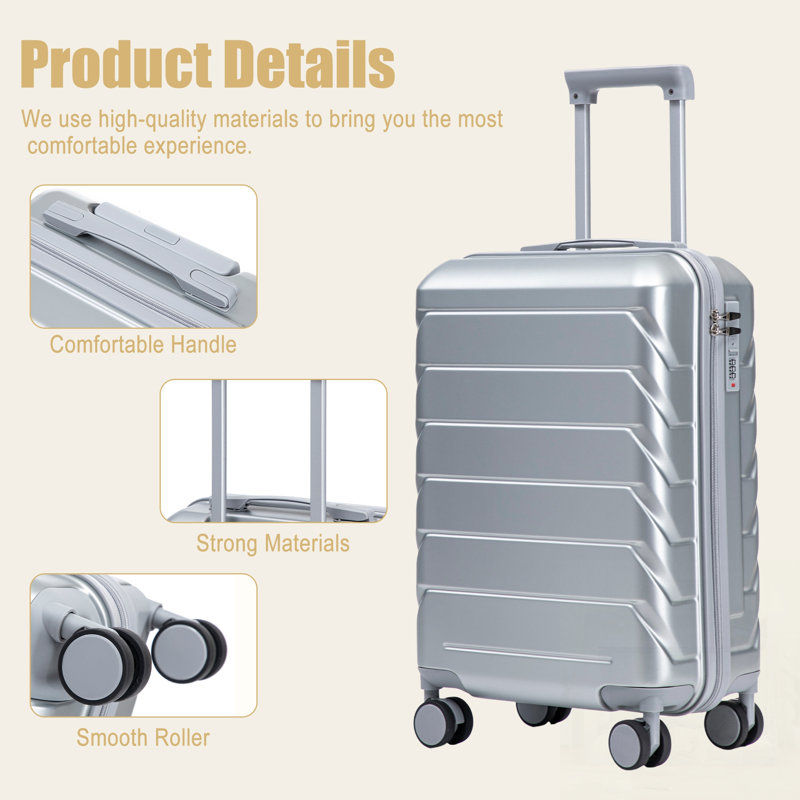 Valise rigide de voyage en ABS 20 pouces - Durable, légère et résistante aux rayures avec roues multidirectionnelles et serrure à combinaison