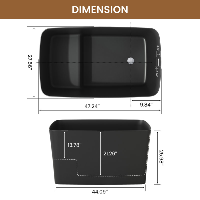 Baignoire de trempage autoportante Gridley, Noir mat