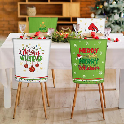 6 housses de chaise de Noël vert lime housses de dossier de chaise de Noël Housses de protection de chaise de Noël Housses de siège de salle à manger d'hiver lavables pour décorations de cuisine d'hôtel à la maison