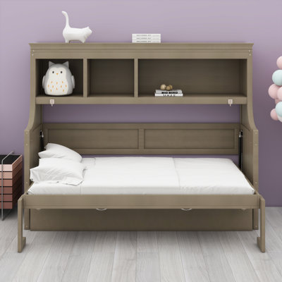 Lit escamotable avec bureau et tablettes de rangement