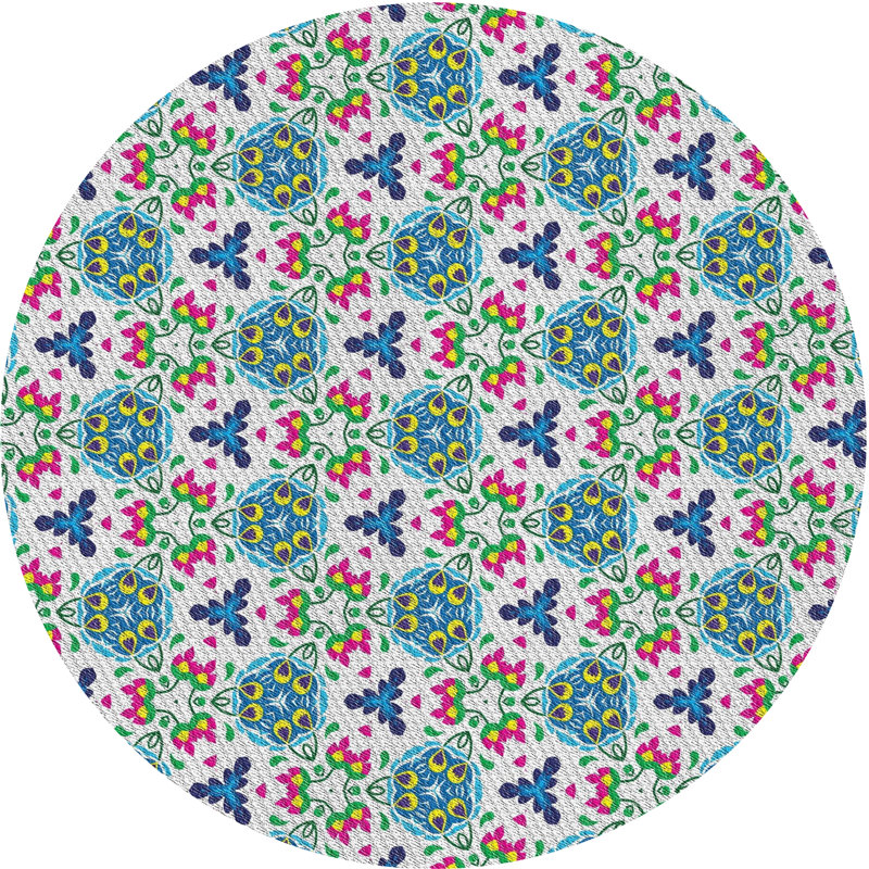 Tapis mauve / vert Ikat, Rond 7 pi