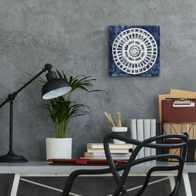 'Blue Textured Medallion' by Silvia Vassileva, Acrylic Glass Wall Art