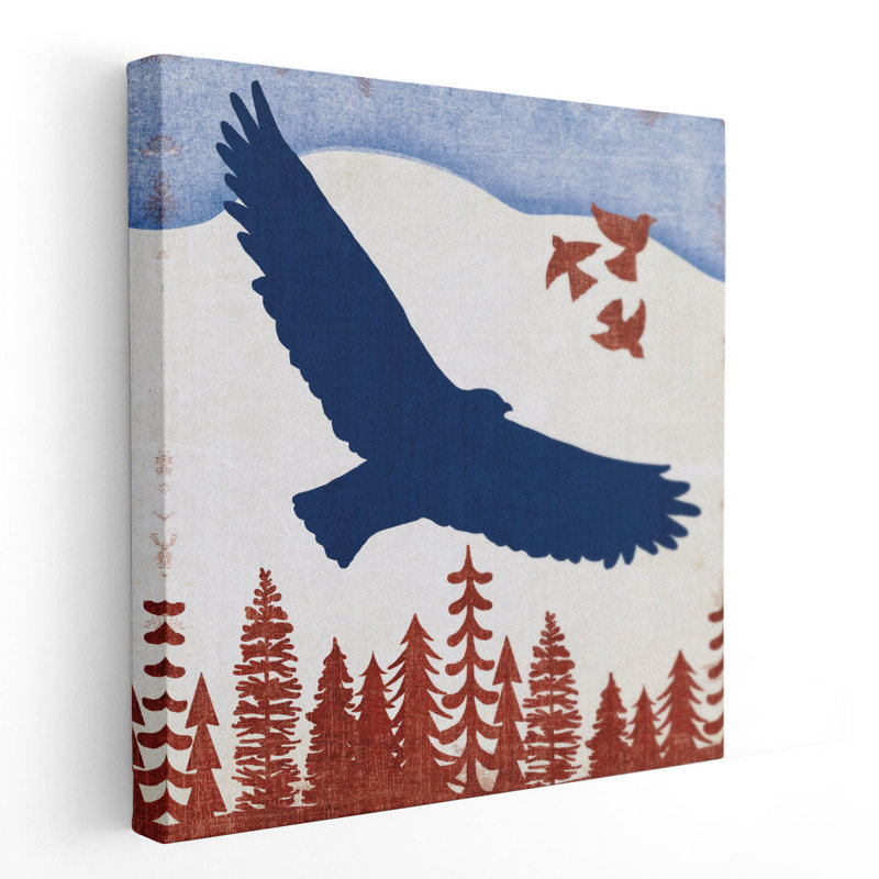 Patriotic Woodland Eagle - reproduction d'art sur toile, H 24 po x l 24 po