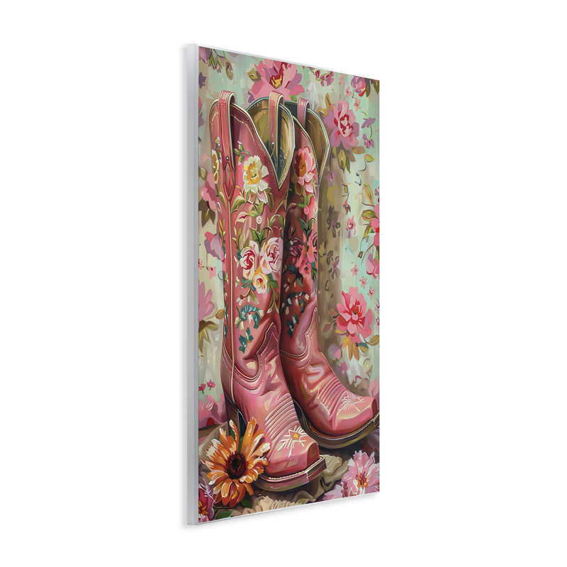 Plaque murale rose avec bottes roses, design par LSR Design Studio, H 15 po x l 10 po