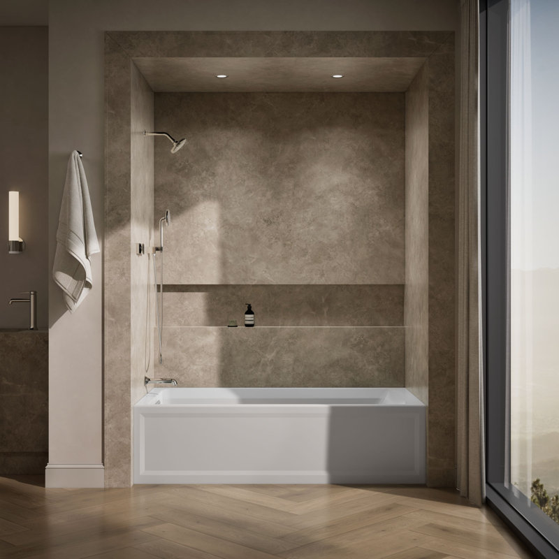 Archer 72" x 36" Soaking Bathtub, Ice Grey, Left