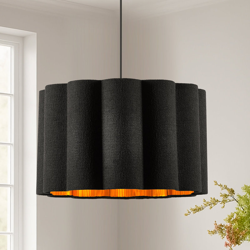 18" W 2-Light Dimmable Petal Drum Chandelier, Black