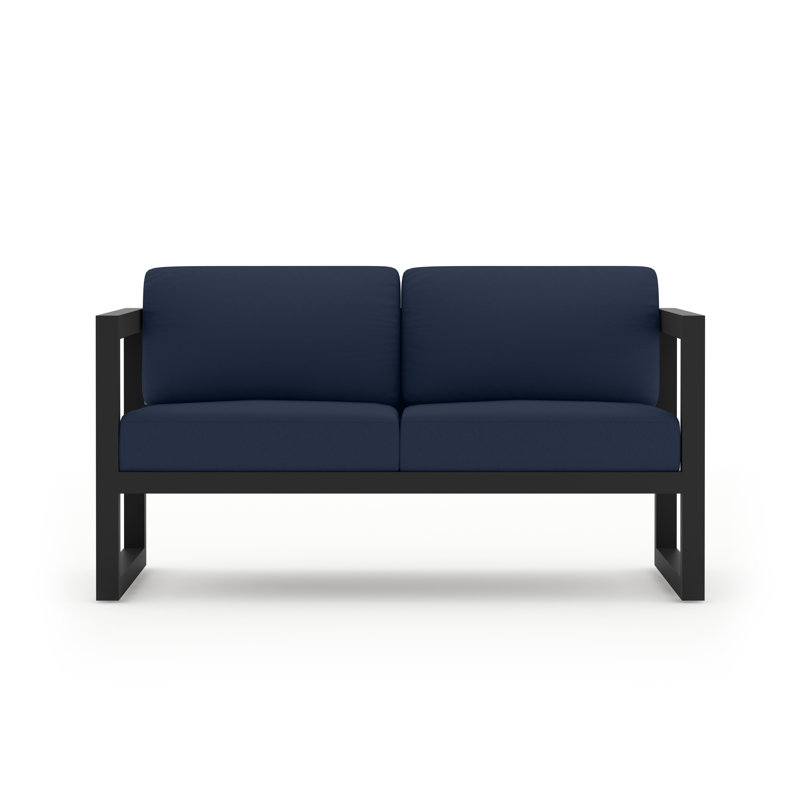 Avion 4 Piece Loveseat Set With Swivel, Spectrum Indigo Sunbrella®, Black