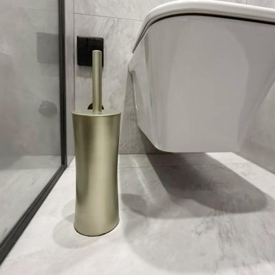 Brosse de cuvette de toilette avec support Vince Camuto, outil de nettoyage de salle de bain durable, conception moderne pour un entretien facile de la toilette, brosse de nettoyage de salle de bain pour un nettoyage et une hygiène efficaces
