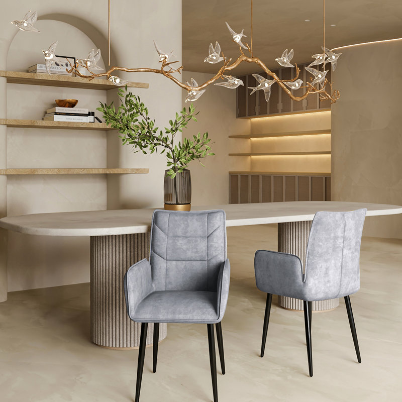 2 chaises de salle à manger en velours Amania Modern