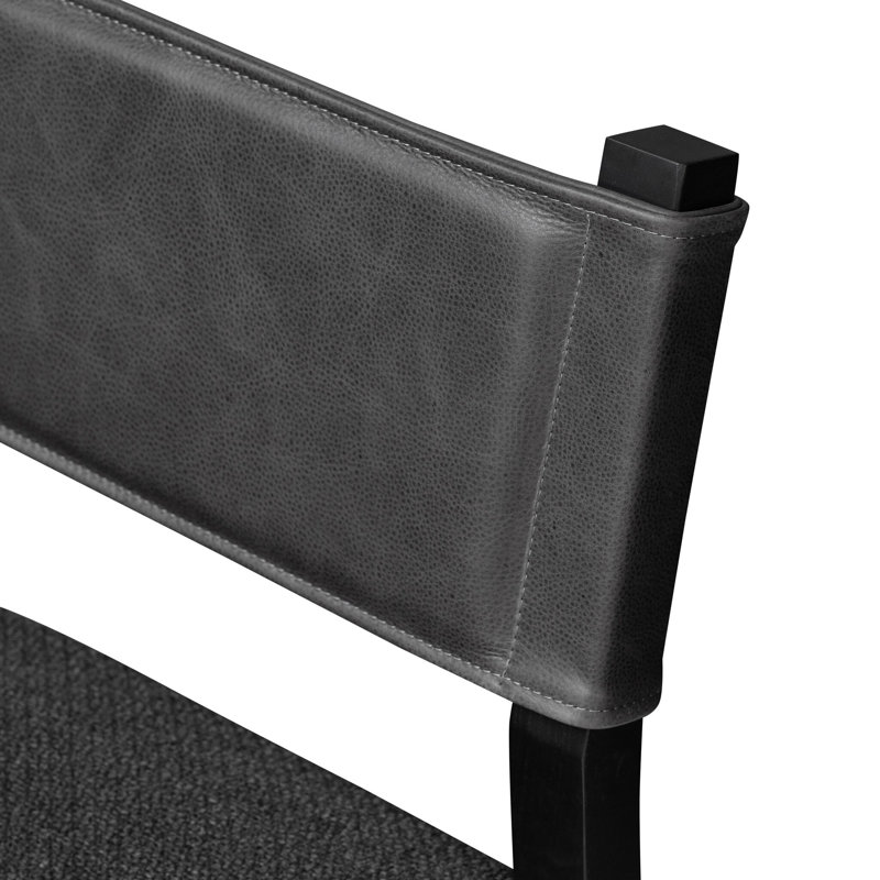 Side Chair in Charcoal, Polyester/Leather Palermo Black, Black