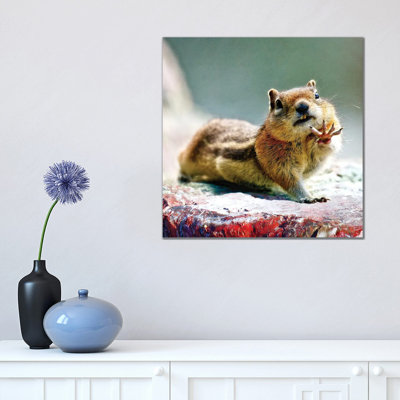 Talk To The Hand - Chipmunk Art by OLena Art - Wrapped Canvas Print