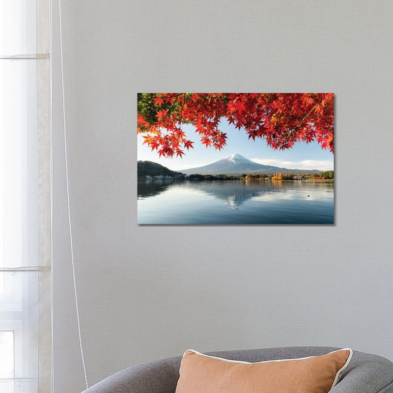Autumn Leaves With Mount Fuji At Lake Kawaguchiko 1 Piece Wrapped Canvas Wall Art, 45.72cm H x 66.04cm W