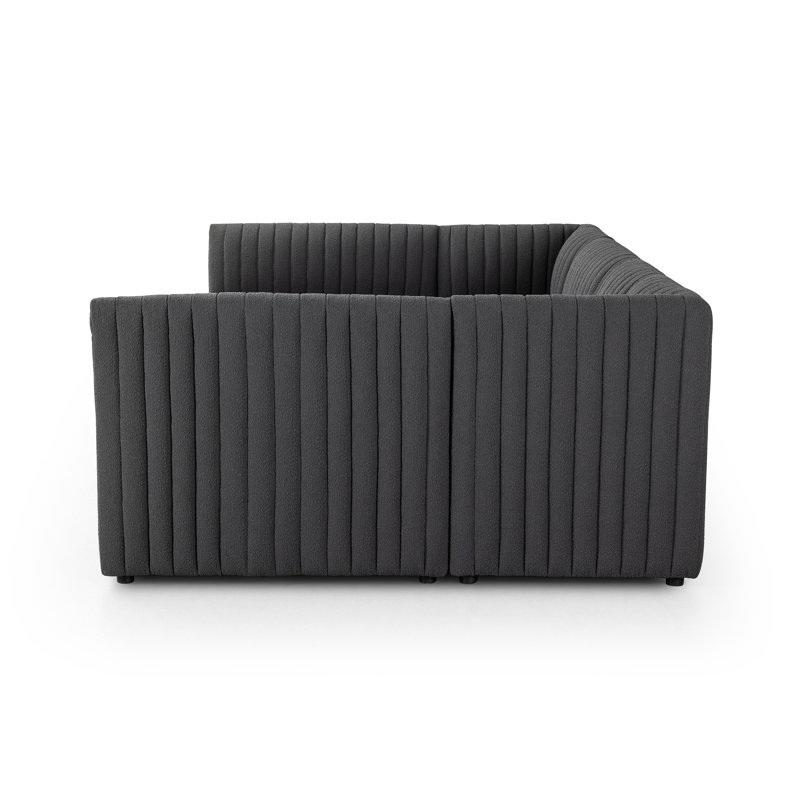 Grayson 106" Wide Symmetrical Modular Corner Sectional, 31.5" H X 119.5" W x 66.5" D, Charcoal Polyester