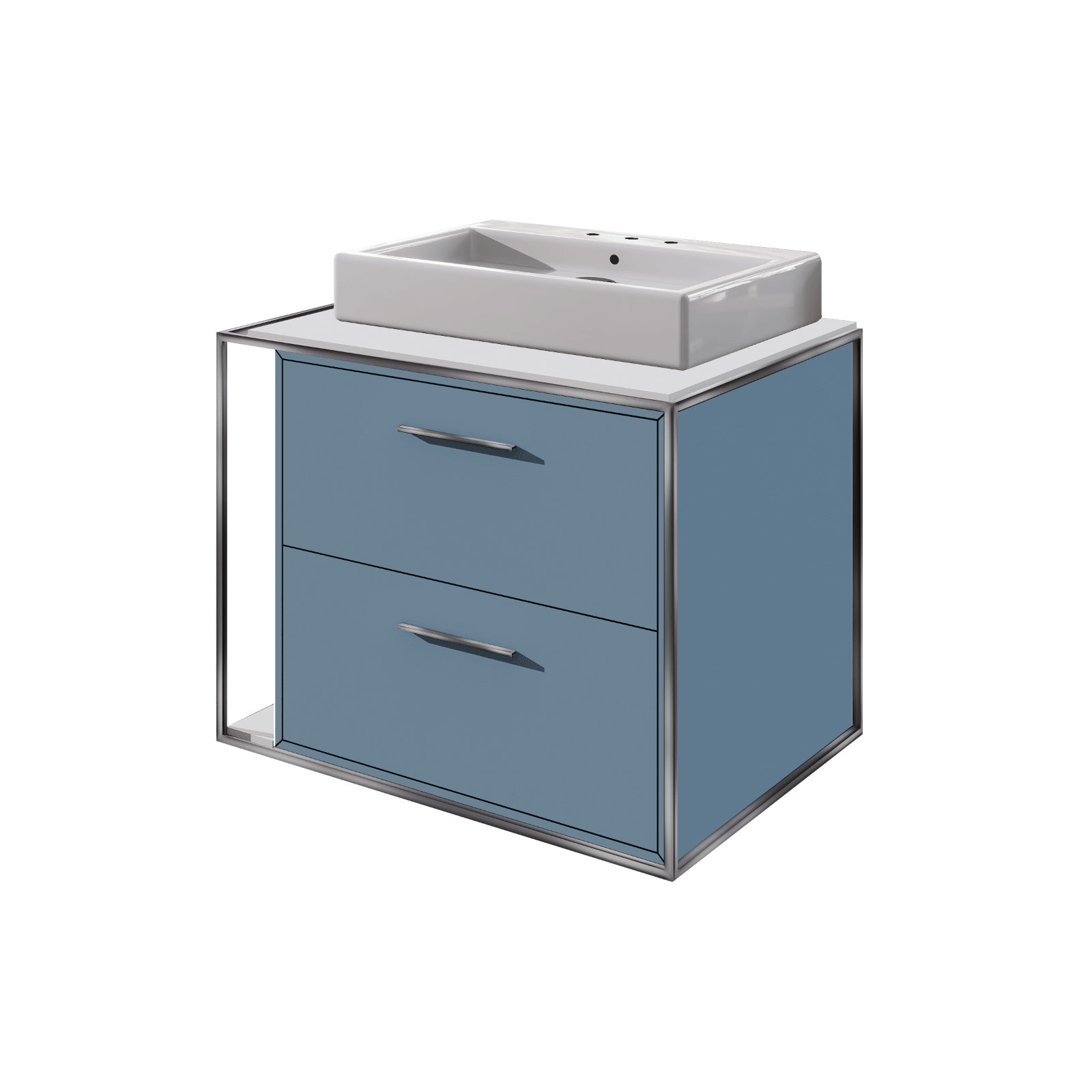 Linea 24'' Single Bathroom Vanity, Brushed Stainless Steel, 8" Widespread, Azure
