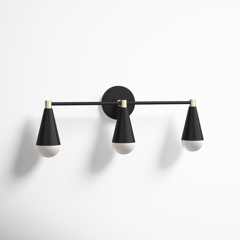 Black and Brass 3-Light Dimmable Vanity Fixture