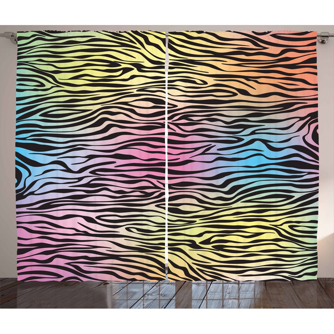 Rustikaler Vorhang, Bunte Wildlife Zebra, Safari, Yellow Coral Pink