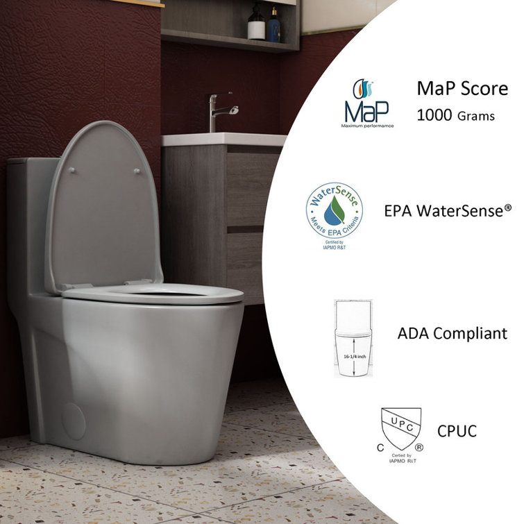 Modern One Piece Toilet,Elongated Toilet Power Dual Flush 1.1/1.6 GPF,Comfortable Seat ADA Height