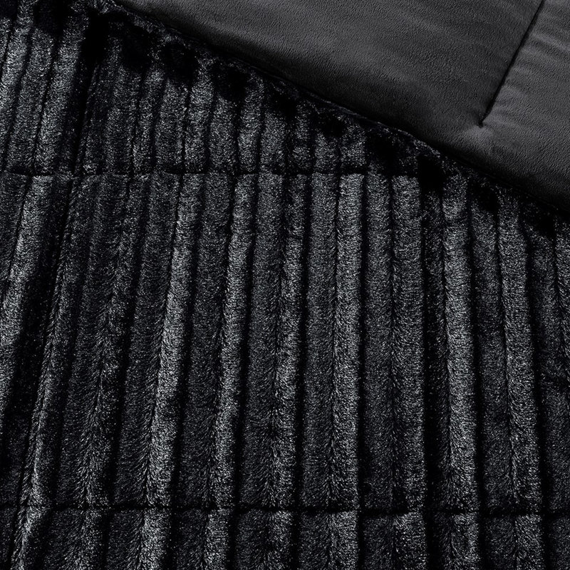 Édredon noir en fausse fourrure pour très grand / très grand style noir et élégant