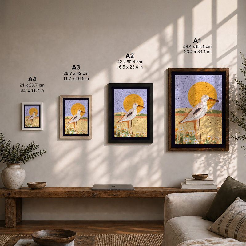 Sandpiper at Dawn Coastal 1 Piece Single Picture Frame Wall Art, A4 - 29.7 x 21.0 cm, White