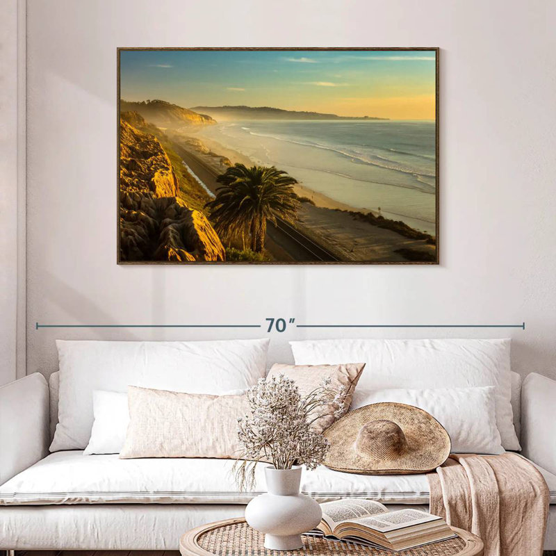 Coucher de soleil Torrey, 46 po x 31 po, Cadre flottant noyer