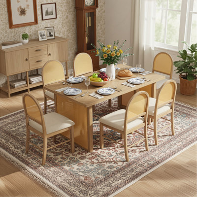 Dining Set 7-Piece Rustic, Rectangular, Wooden, Dining Room Furniture