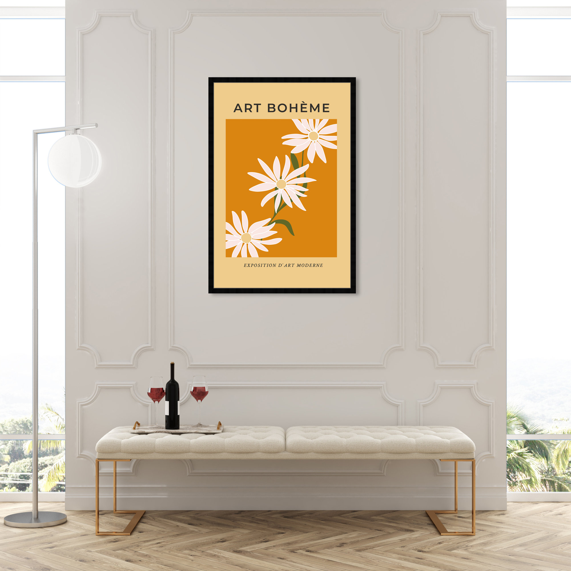 French White Daisy by Oliver Gal, Black Framed Paper, 47" H x 32" W