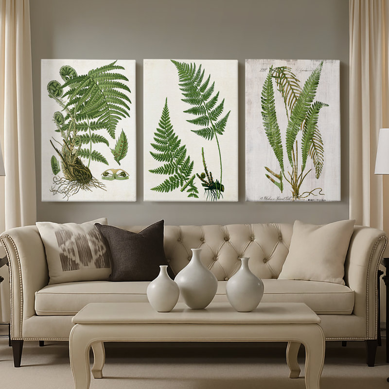 Fern I - toile tendue sur mesure - 3 pièces, H 12 po x l 24 po